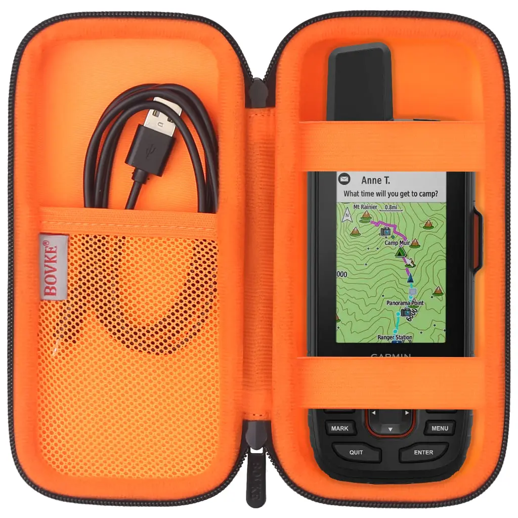 BOVKE GPS carrier bag for Garmin GPSMap 66i Garmin Inreaach Explorer+ GPS navigation bracket for Garmin GPSMap 78SC 66S Handheld satellite communicator mains bag charging cable black black