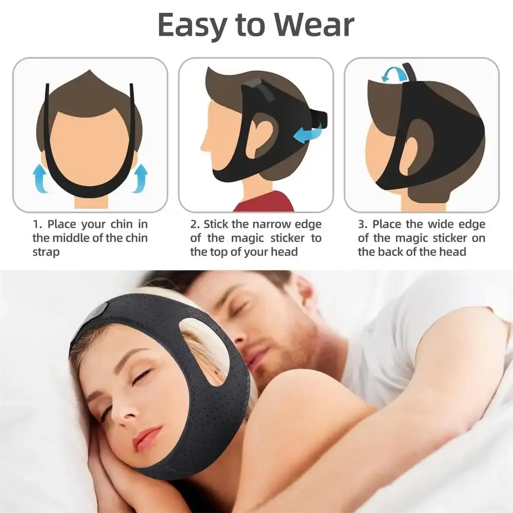Breathable Anti-Snoring Chin Strap with Mesh Structure Adjustable Jaw Protection — Sleep Wellness