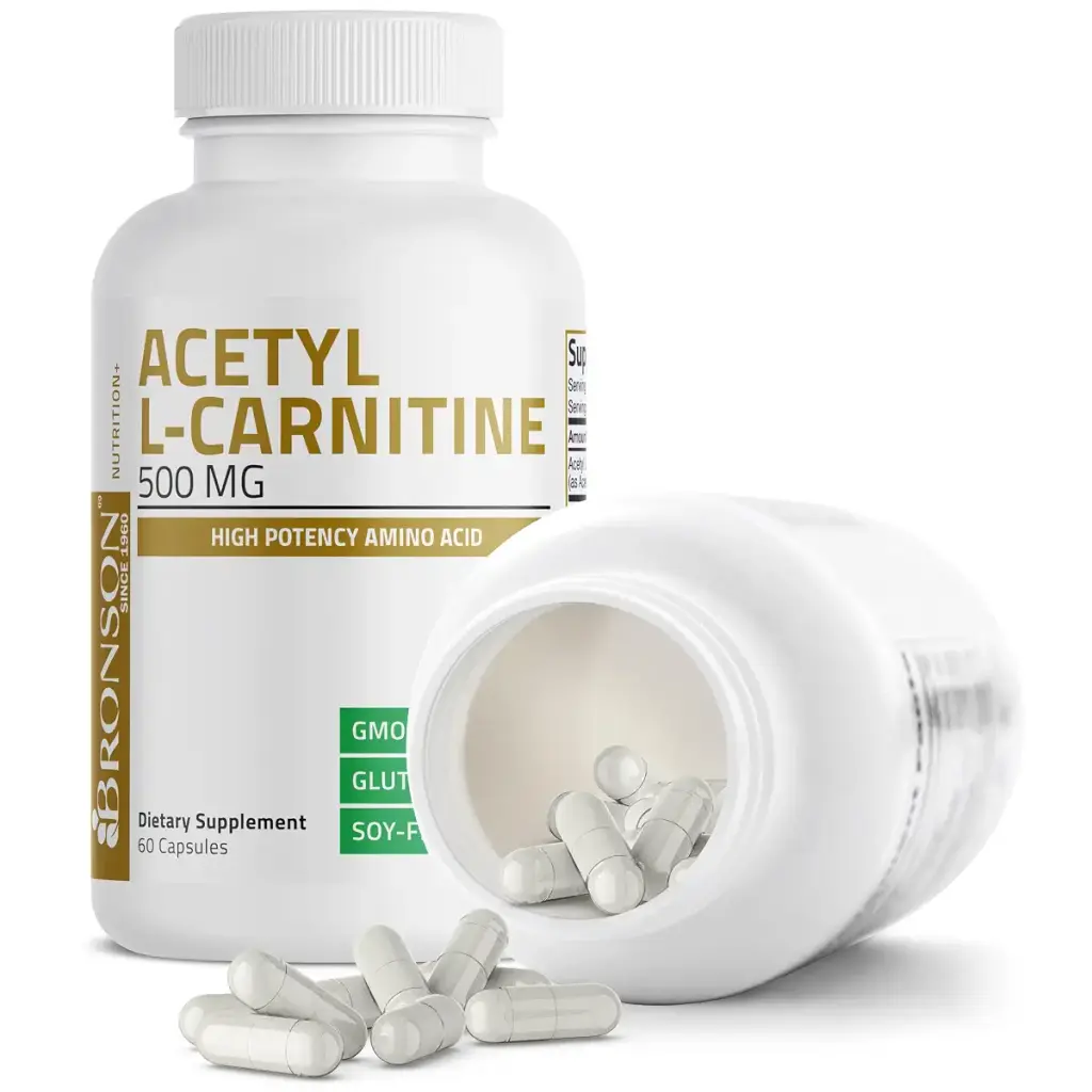 Bronson Acetyl L-Carnitine 500 MG High Potency Amino Acid Non-GMO, 60 Capsules 60 Count — Capsules