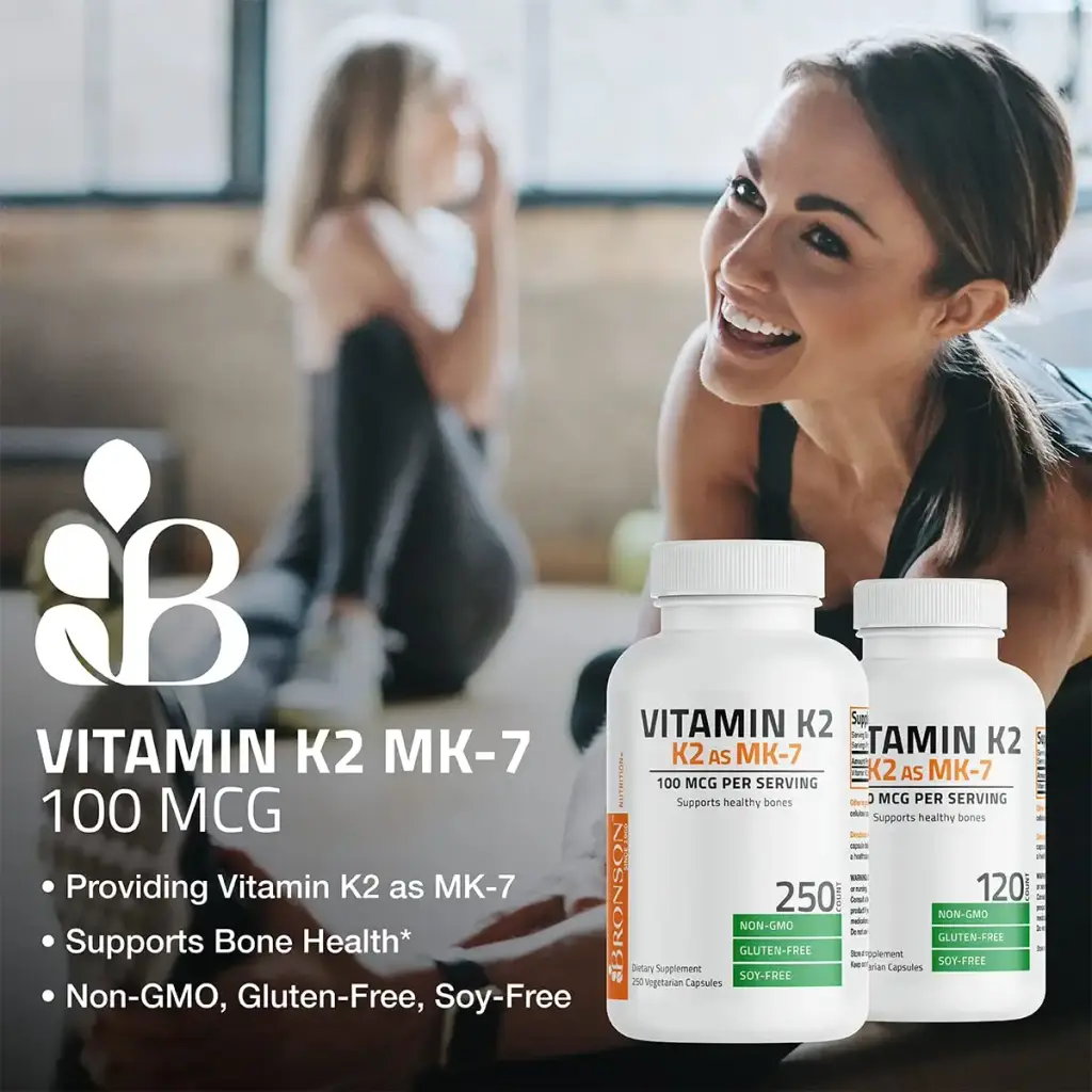Bronson Vitamin K2 as MK-7 Menaquinone 100 mcg Non-GMO, 250 Capsules Unflavored 250 Count — Capsules