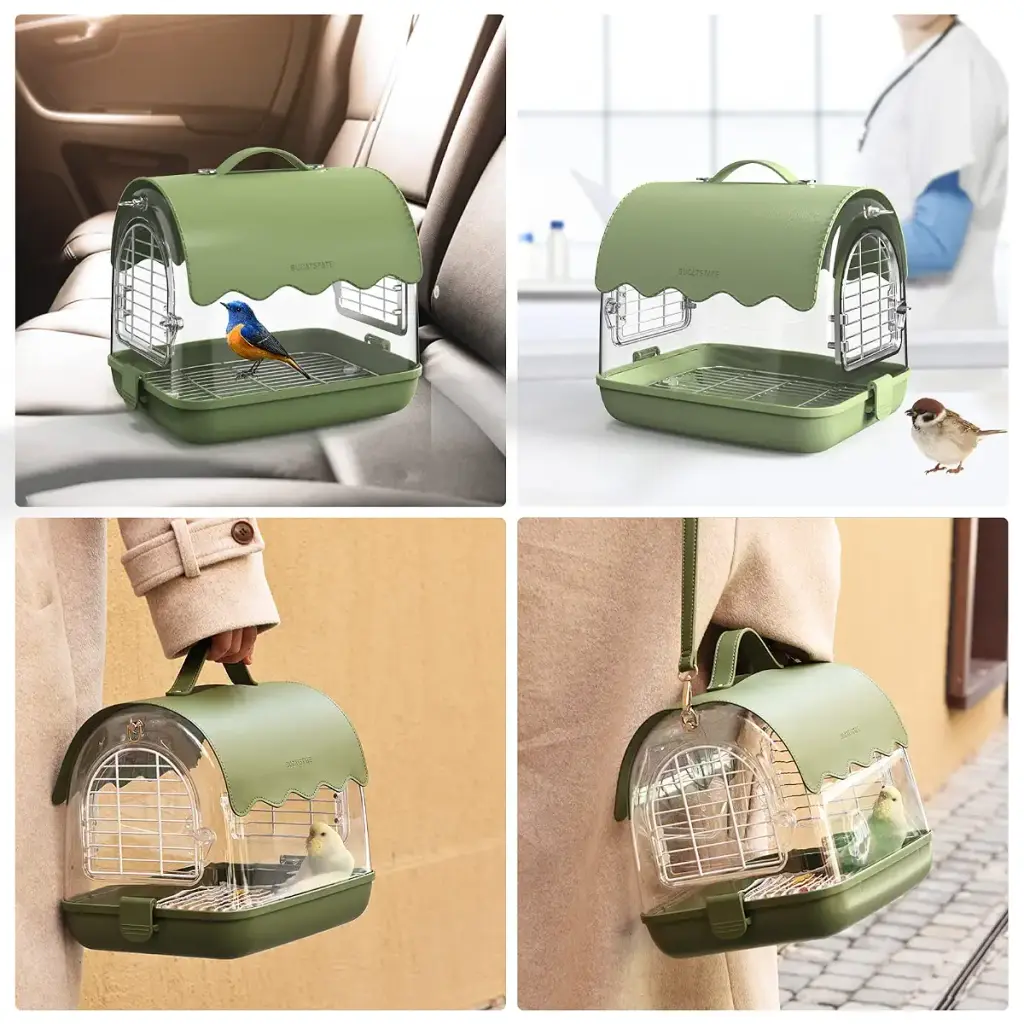 BUCATSTATE Bird Carrier Backpack with Perch Transparent Travel Bird Cage Bag Lightweight — Pet