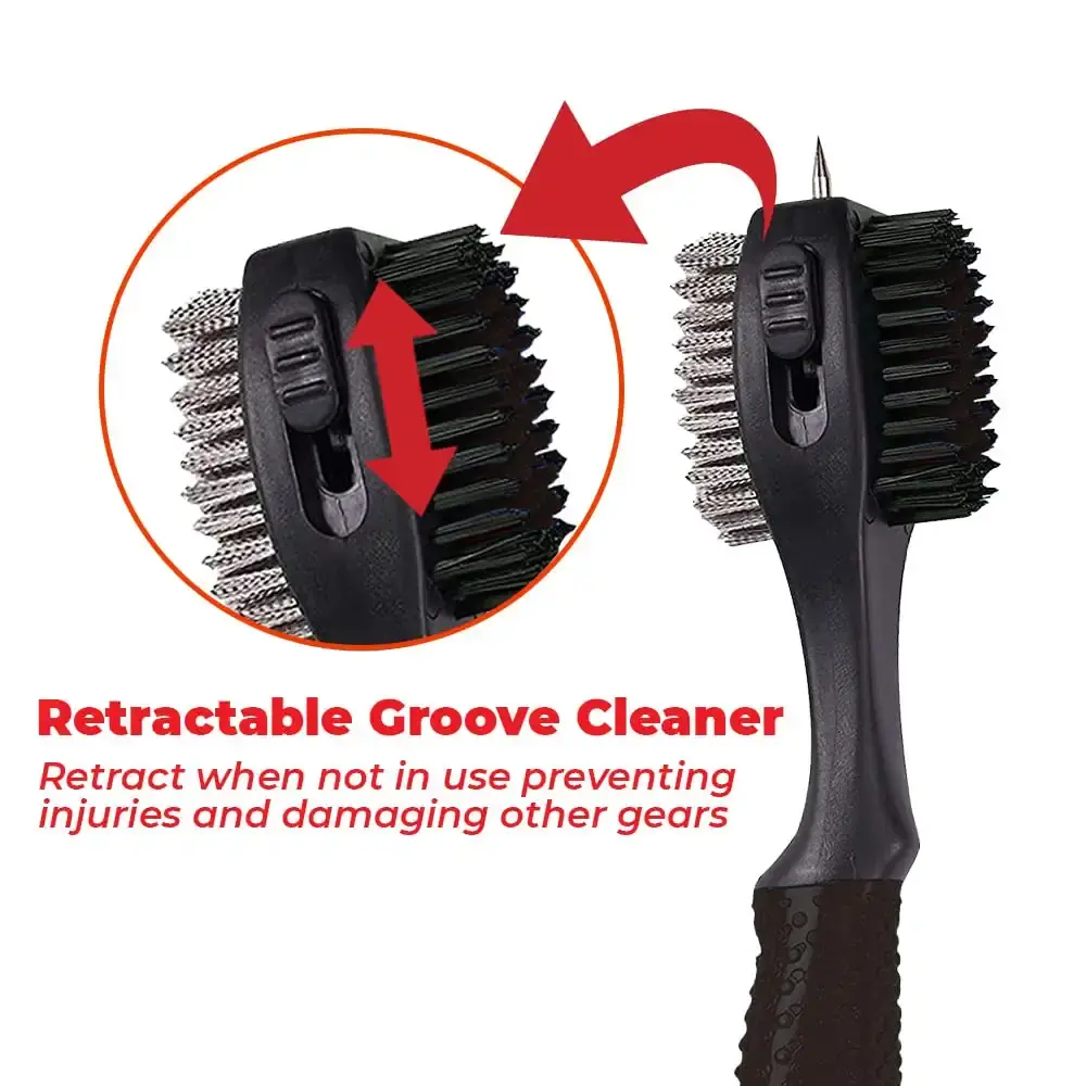 BUDDYBIRDIE Retractable Golf Club Brush | Oversize Double Brush & Ergonomic Grip & — Golf