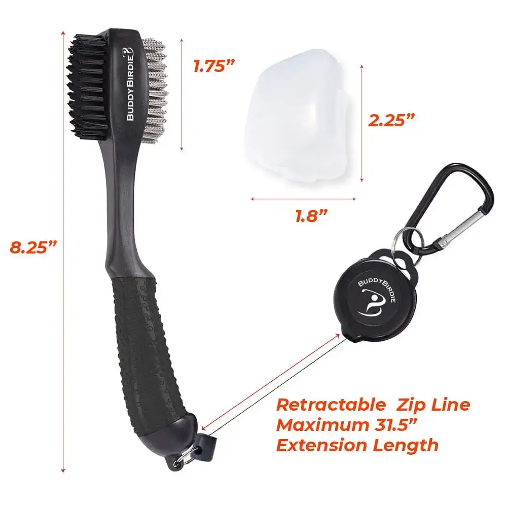 BUDDYBIRDIE Retractable Golf Club Brush | Oversize Double Brush & Ergonomic Grip & — BUDDYBIRDIE