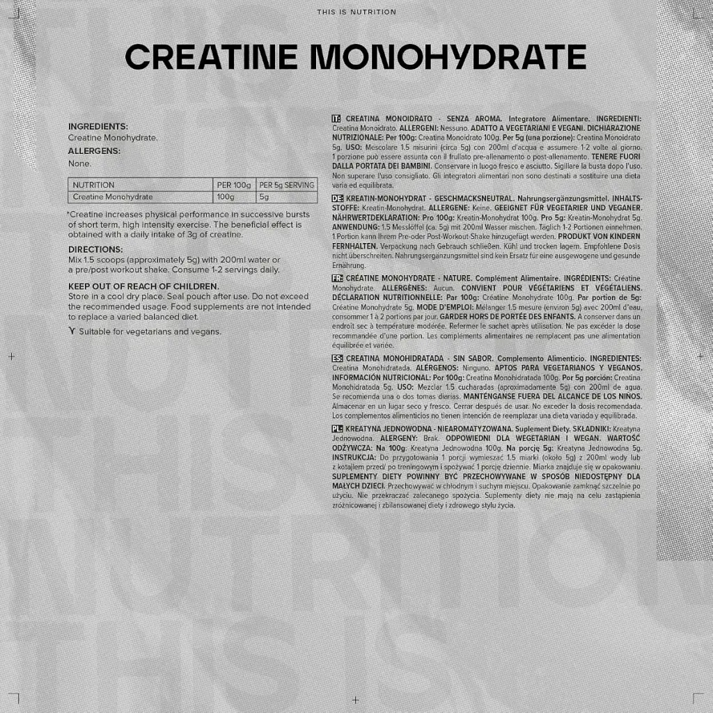 Bulk Creatine Monohydrate Powder Unflavoured 100 g 10 Servings (Pack of 1) — 100 g