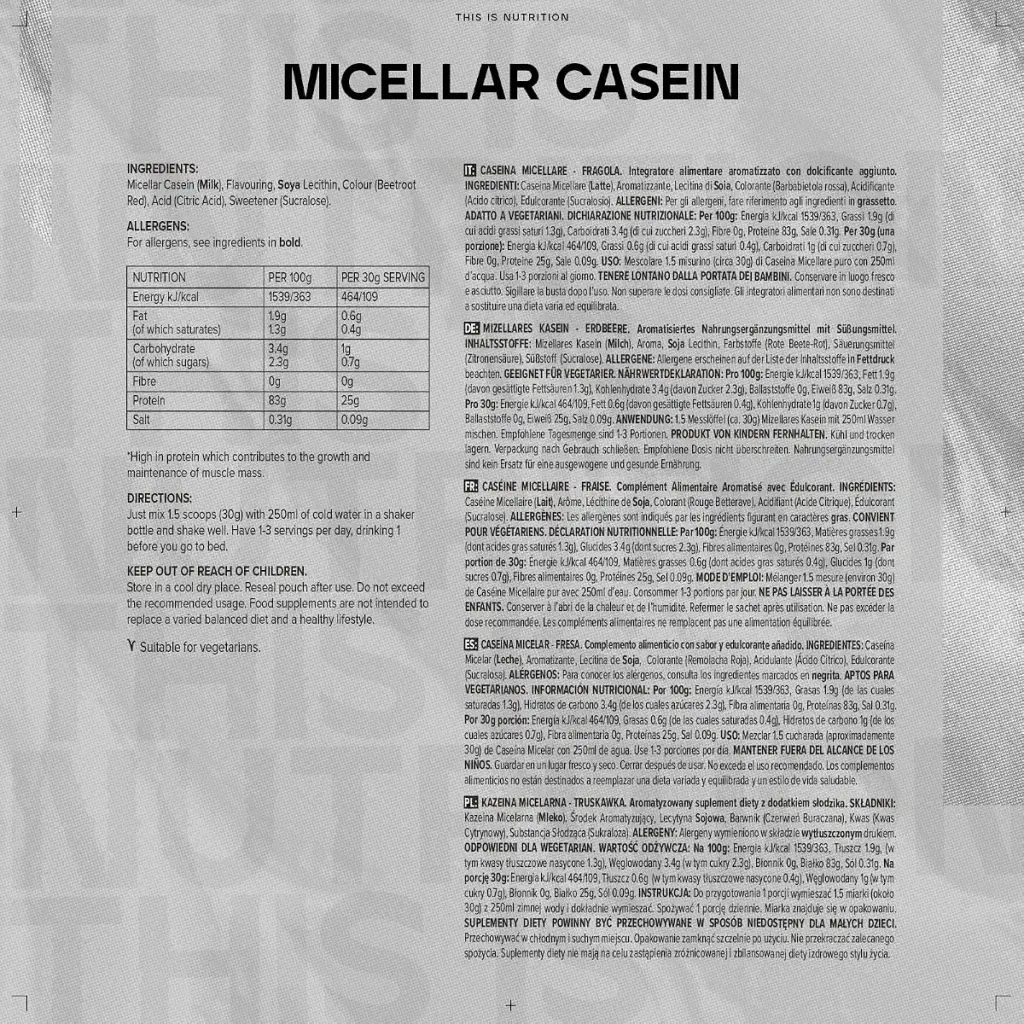 Bulk Micellar Casein Protein Powder Protein Shake Strawberry 500 g Packaging May Vary — 500 g