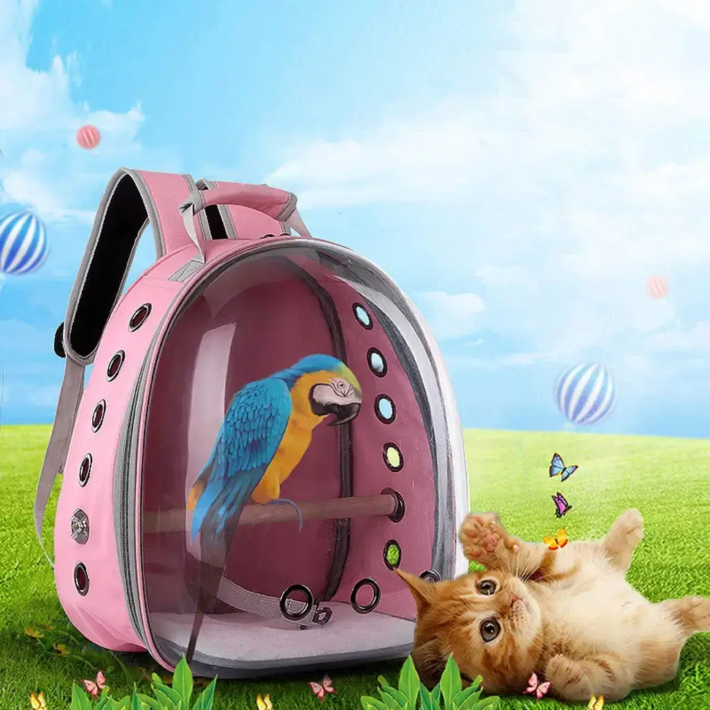 BURAN Pet Parrot Carrier Bird Travel Bag Space Capsule Transparent Backpack Breathable — Capsules