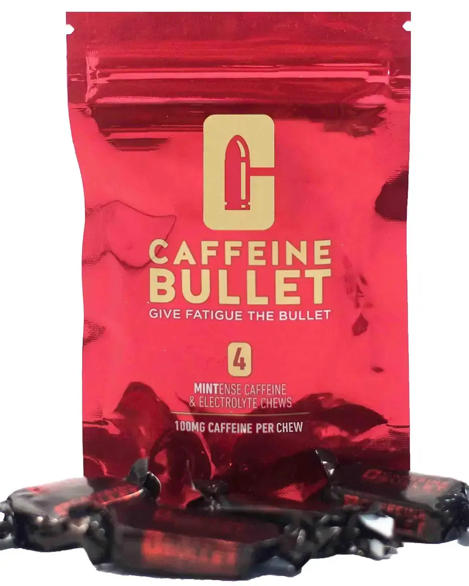 Caffeine Bullet 4 Mint Caffeine Candies = 400mg Caffeine Kick, Faster Than Energy gels & Cycling Chews for a mid-Race