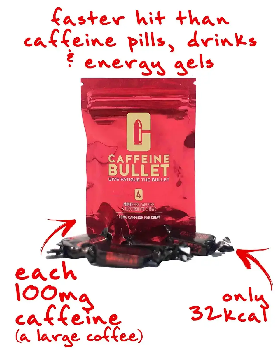 Caffeine Bullet 4 Mint Caffeine Candies = 400mg Caffeine Kick, Faster Than Energy gels & — Mint