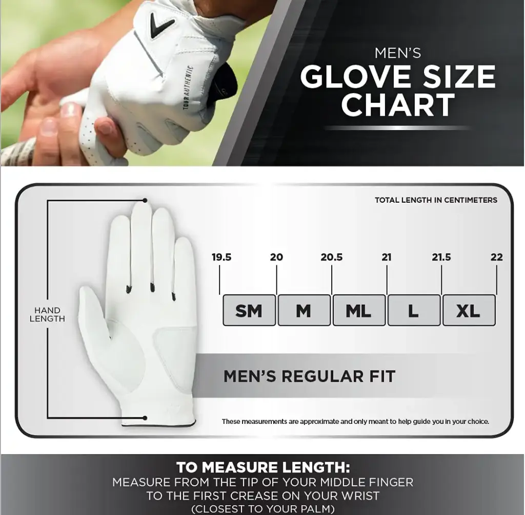 Callaway Golf 2020 Tour Authentic Glove White Medium-Large Cadet Worn on Left Hand — Callaway