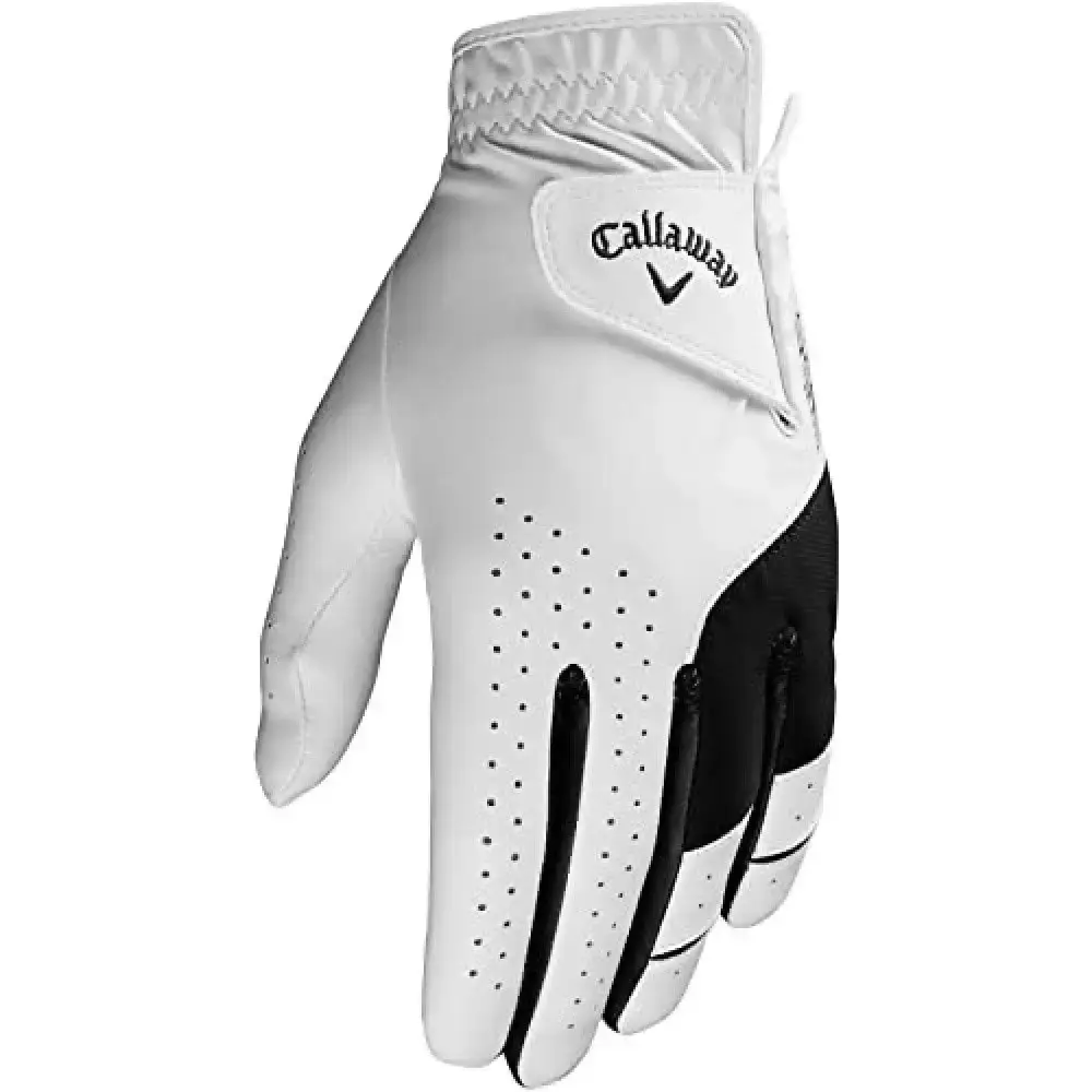 Callaway Golf Men's Weather Spann Premium Synthetic Golf Glove White, Single Medium Prior Gen Model , Standard Worn on Left Hand