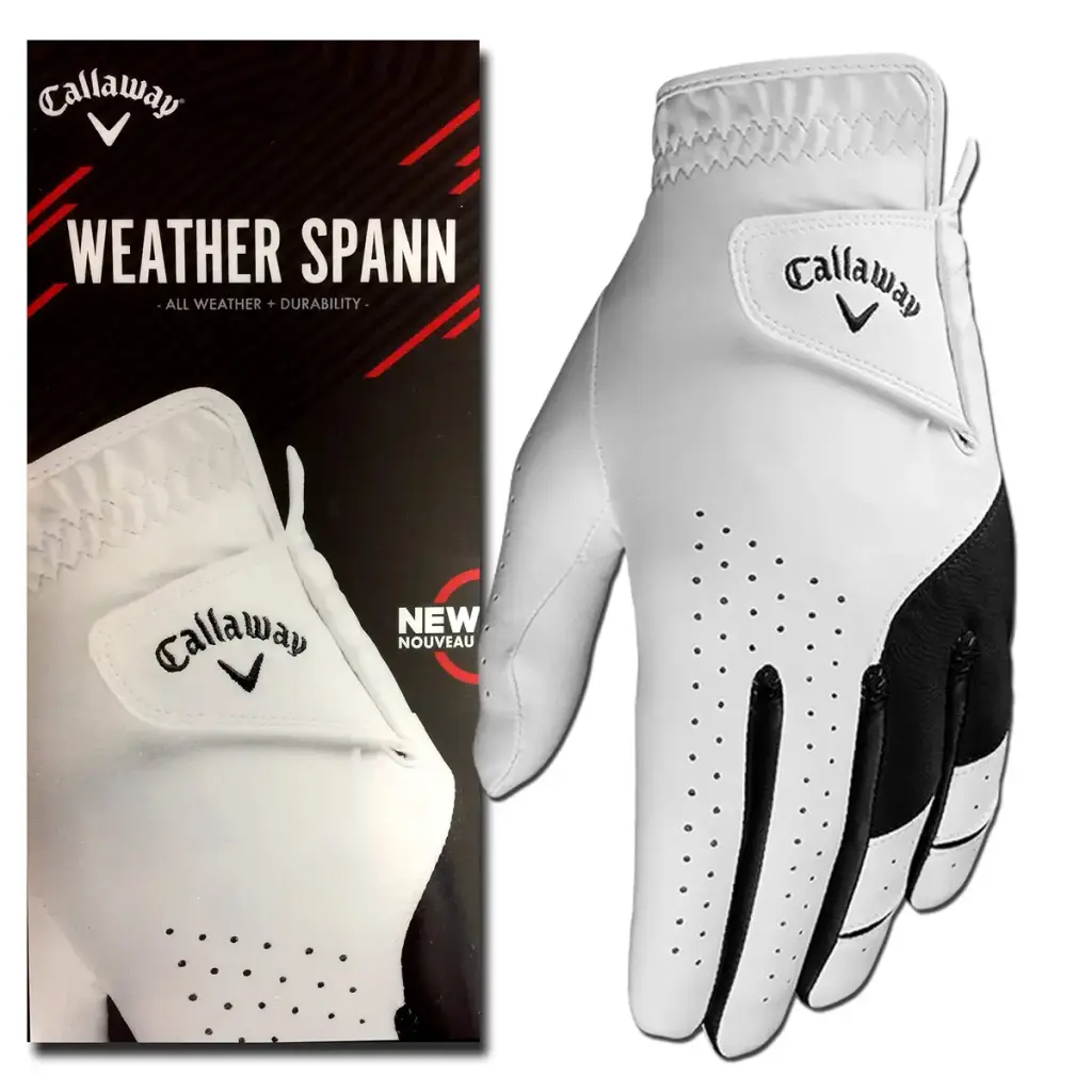 Callaway Golf Men's Weather Spann Premium Synthetic Golf Glove White, Single Medium Prior — Golf
