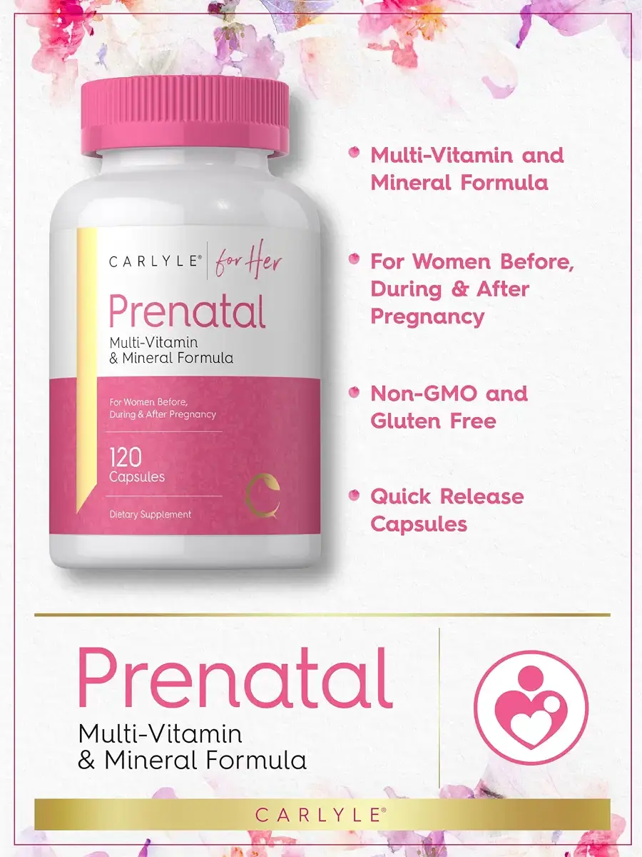Carlyle Prenatal Vitamins for Women | 120 Capsules | Multivitamin and Mineral Formula — pack of 120