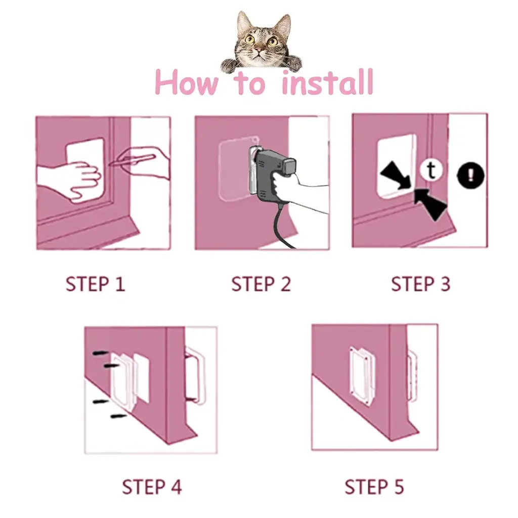 Cat Flap Door for Interior Exterior,4 Way Locking Pet Doors White for Cats & Small Dog — Pet