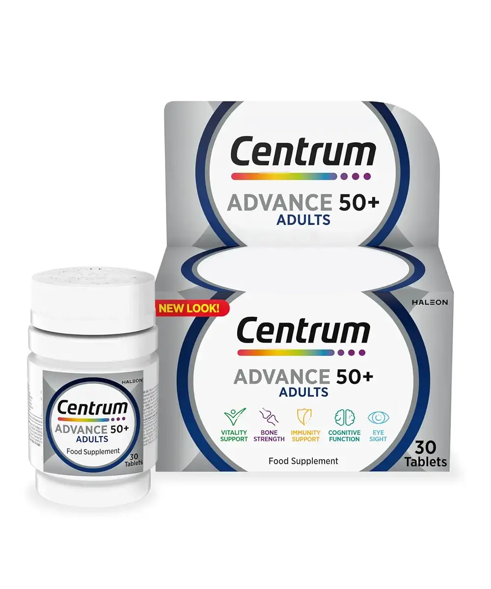 Centrum Advance 50+ Multivitamin & Mineral Tablets 24 essential nutrients including Vitamin D Complete Multivitamin Tablets 30 tablets (Packaging may vary) Single 30 Count (Pack of 1)