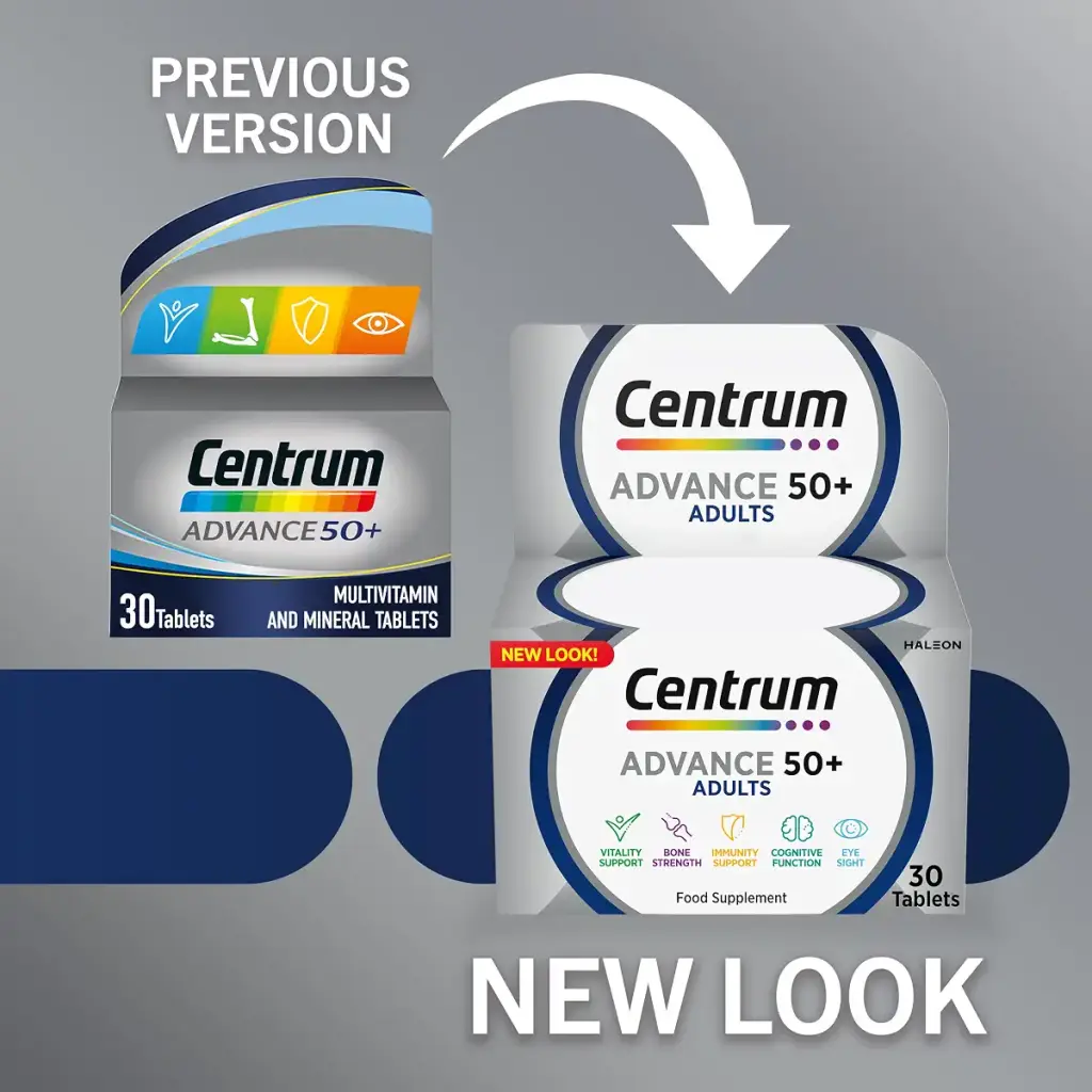 Centrum Advance 50+ Multivitamin & Mineral Tablets 24 essential nutrients including — pack of 30