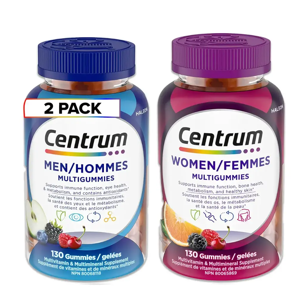 Centrum Men MultiGummies (130 Count) & Centrum Woman MultiGummies (130 Count) Multivitamin Multi-Pack (2 Pack Bundle 260 Count Total) 130 Count (Pack of 2) Supplement