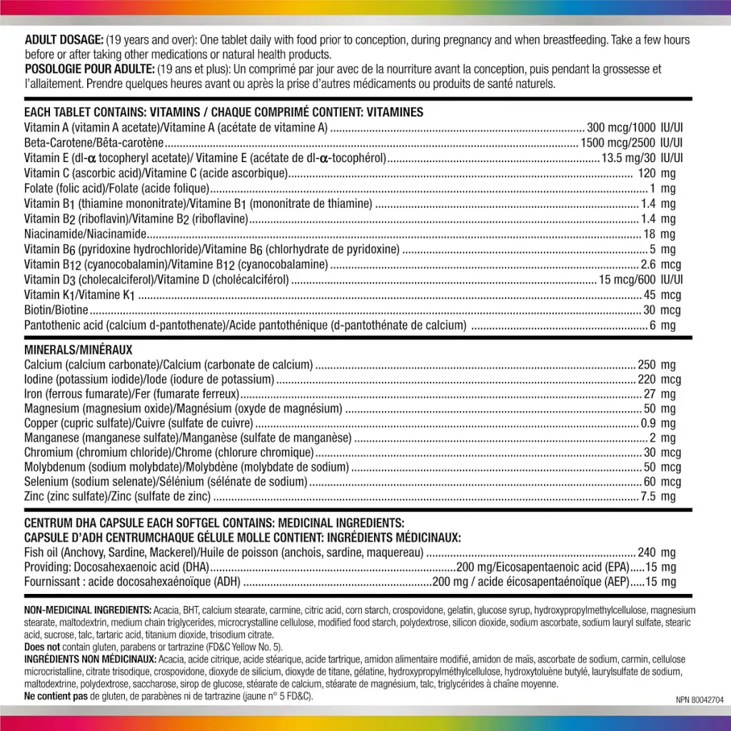Centrum Prenatal Multivitamins/Minerals with Folic Acid and DHA Multivitamins Supplement — Softgels