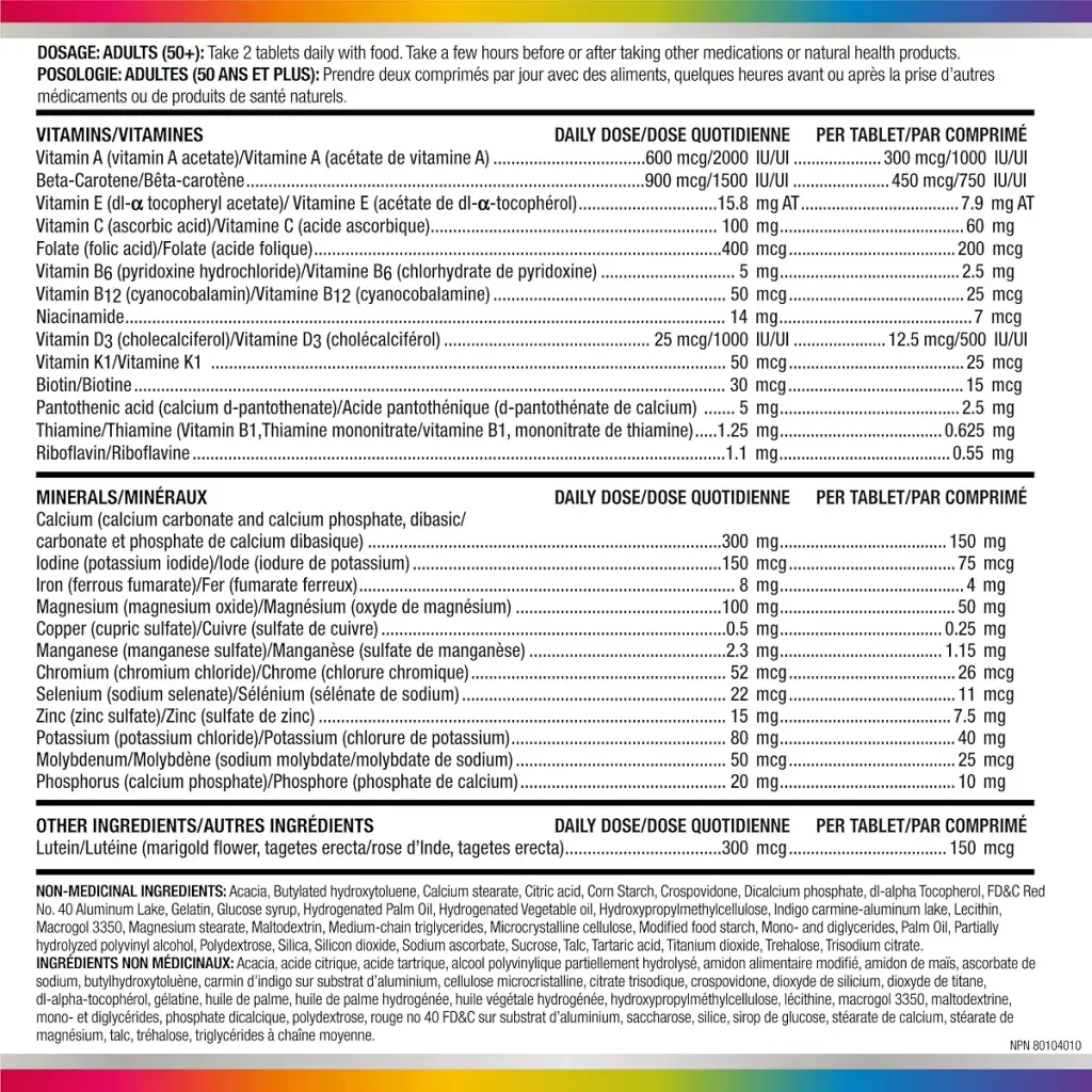Centrum Women 50 Plus Multivitamins/Minerals Supplement for Women 50+ 160 Mini Tablets — Unflavoured