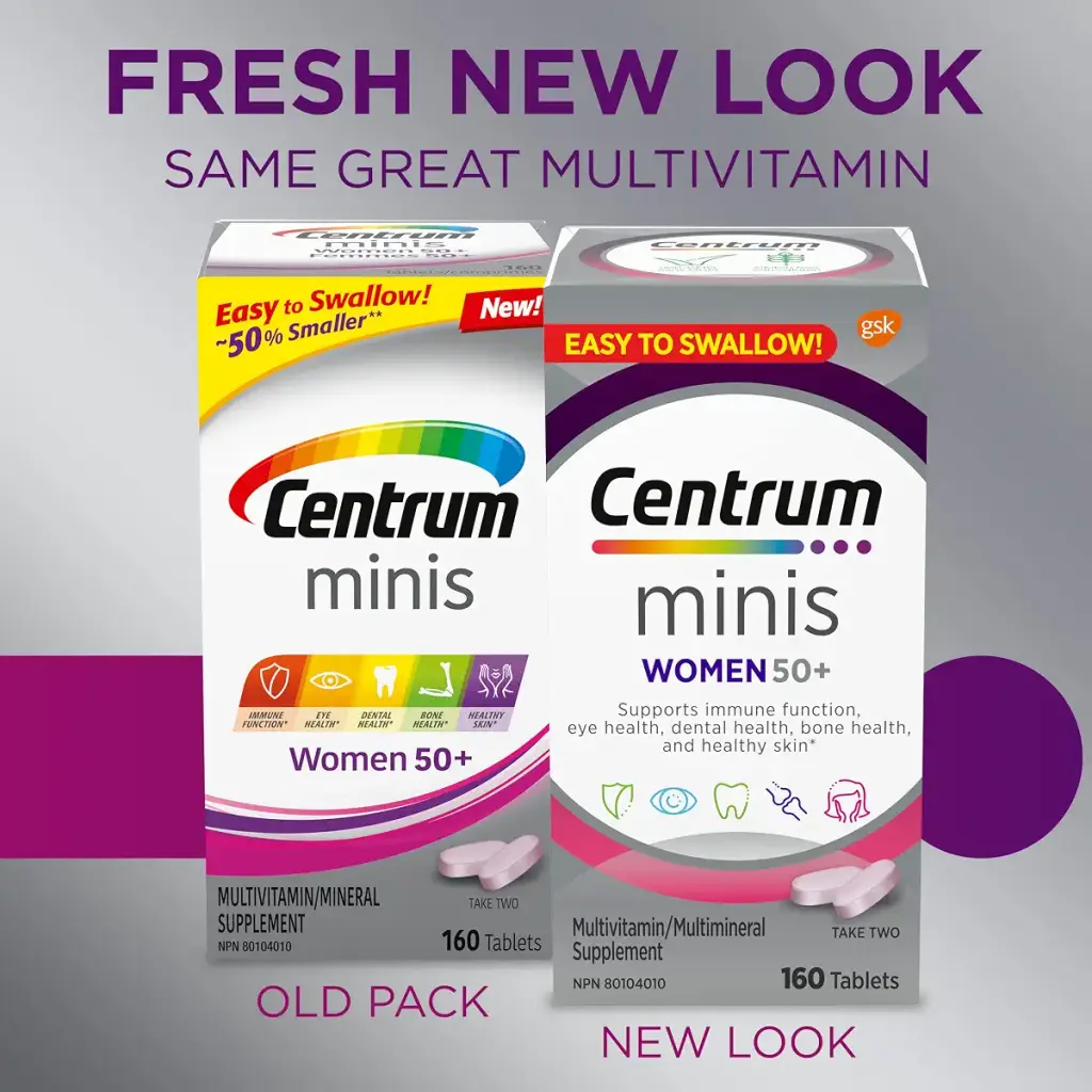 Centrum Women 50 Plus Multivitamins/Minerals Supplement for Women 50+ 160 Mini Tablets — Vitamins