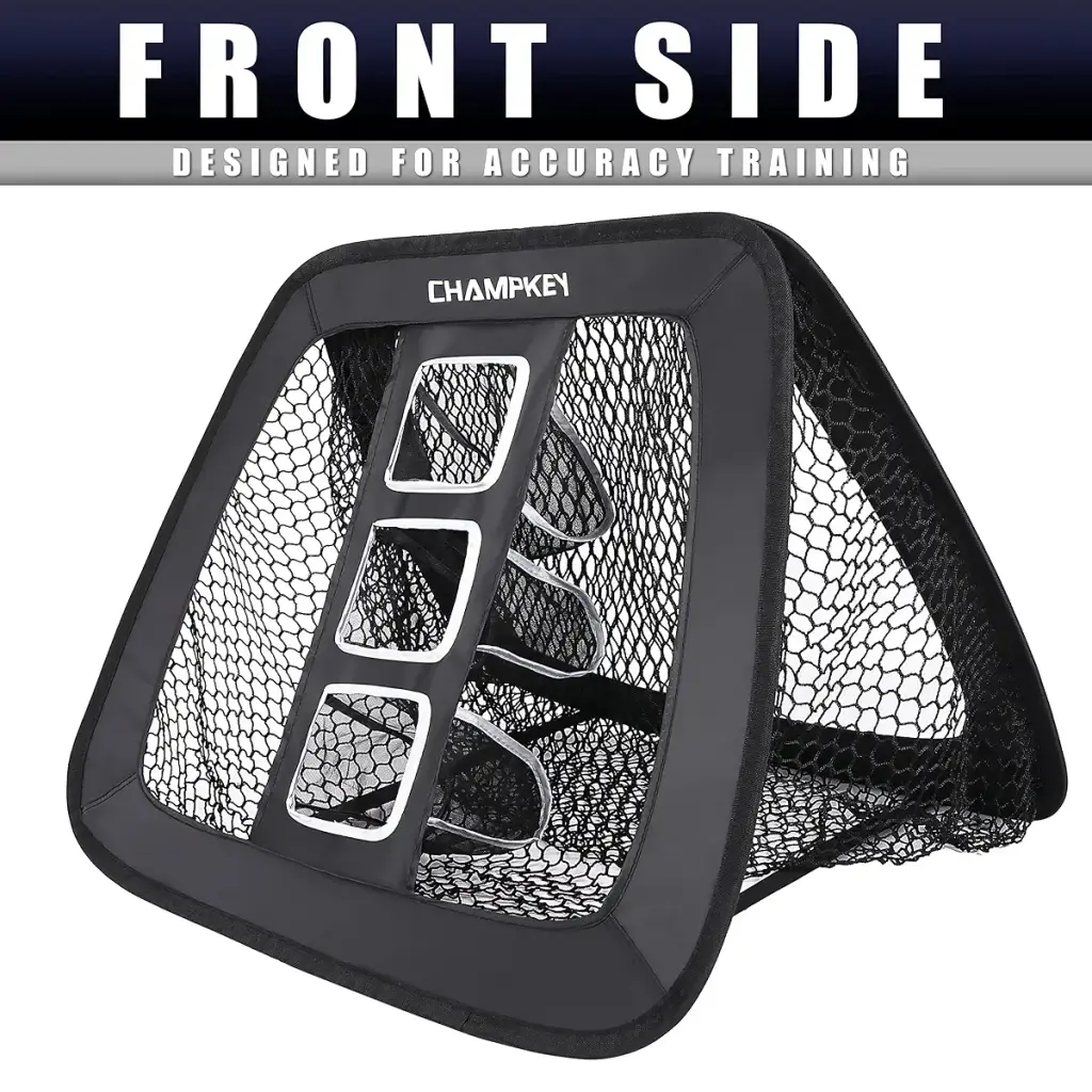 CHAMPKEY Double Sided Golf Chipping Net with Golf Hitting Mat | Come with 12 Foam Golf — CHAMPKEY
