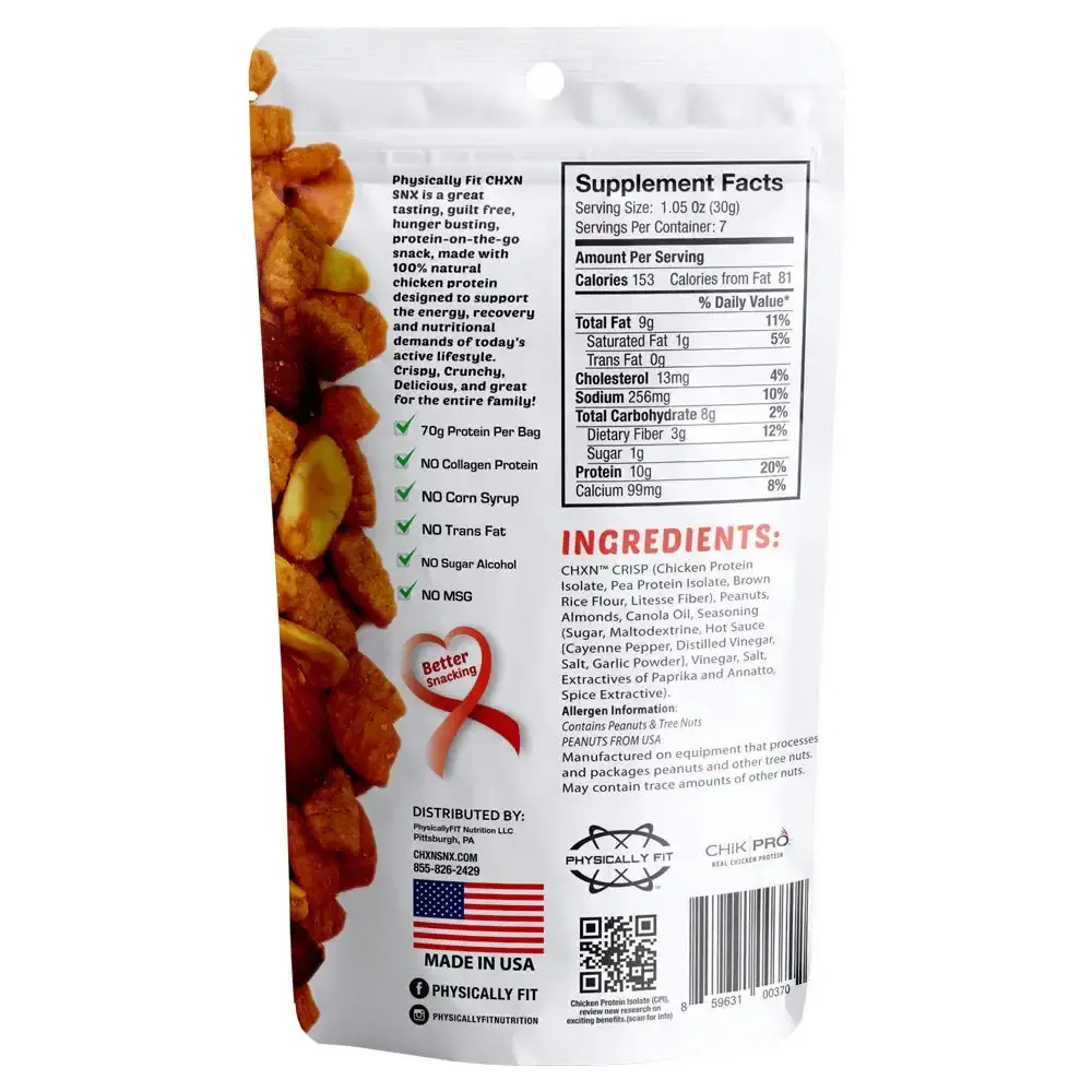CHXN-SNX Crispy Protein Bites, Sriracha with Peanuts and Almonds, 7 Servings, 70 Gram of — Sports Nutrition