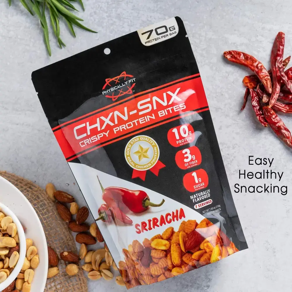 CHXN-SNX Crispy Protein Bites, Sriracha with Peanuts and Almonds, 7 Servings, 70 Gram of — Sports Nutrition