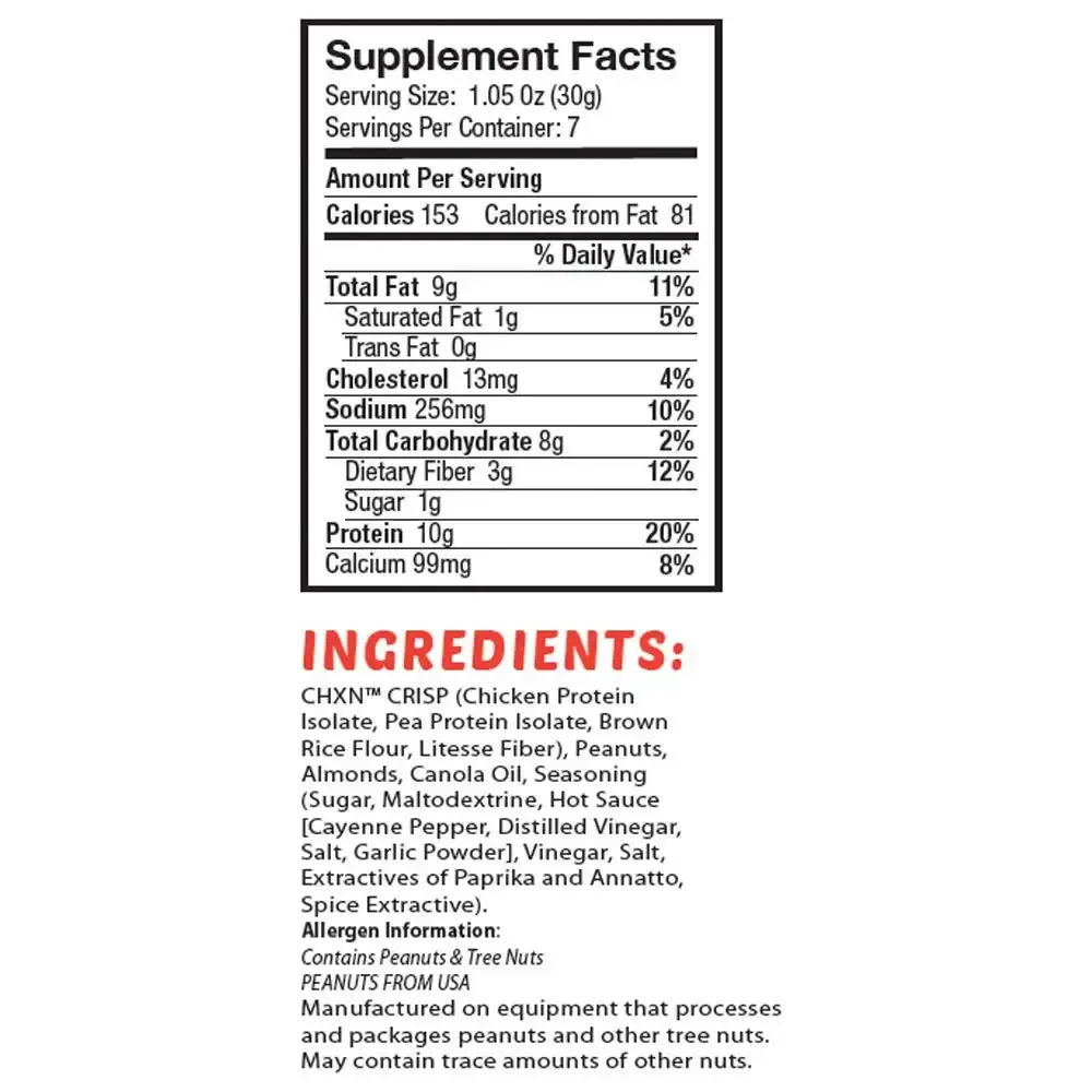 CHXN-SNX Crispy Protein Bites, Sriracha with Peanuts and Almonds, 7 Servings, 70 Gram of — 70 g