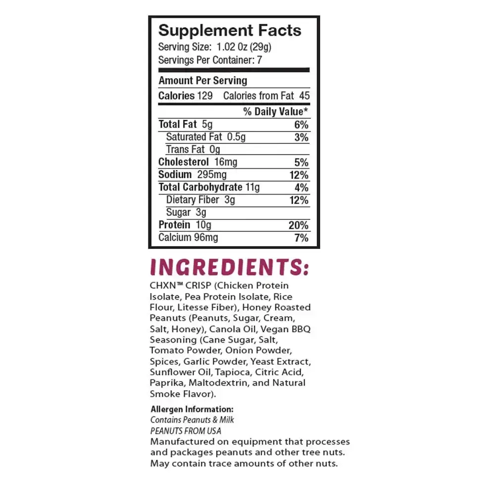 CHXN-SNX Crispy Protein Bites, Sweet BBQ & Honey Roasted Peanuts, 7 Servings, 70 Grams of — 70 g