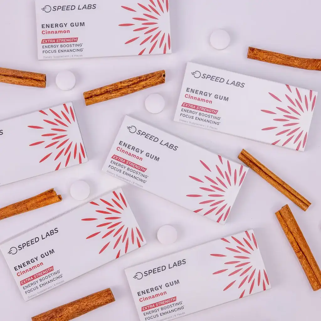 Cinnamon Extra Strength Caffeine Chewing Gum 50mg Caffeine Taurine & B Vitamins Per Piece — pack of 48