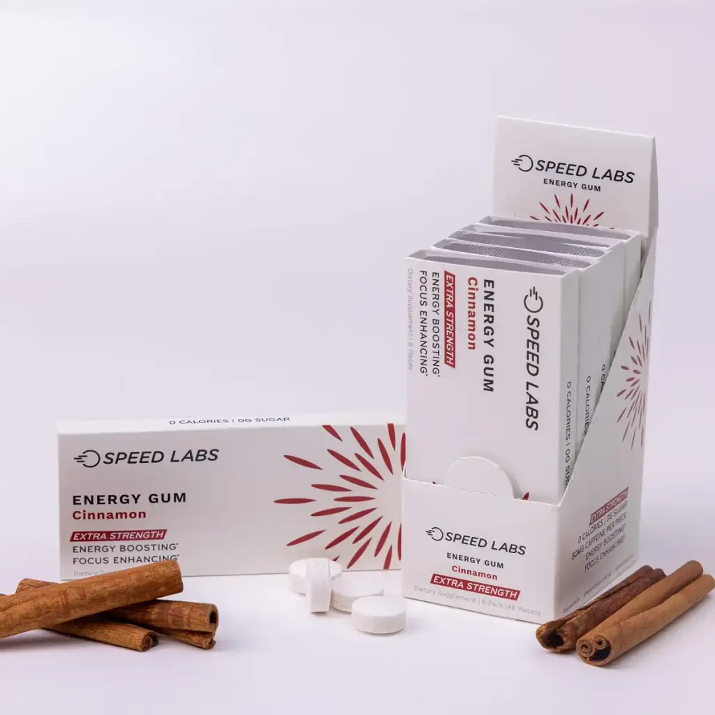 Cinnamon Extra Strength Caffeine Chewing Gum 50mg Caffeine Taurine & B Vitamins Per Piece — 50 mg