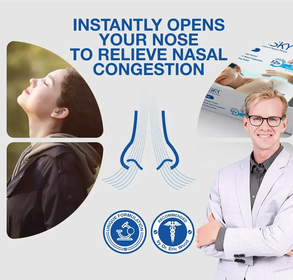 ClearSky Medium Size Nasal Strips Drug-Free Nose Strips for Breathing with Ease, Opens — pack of 105