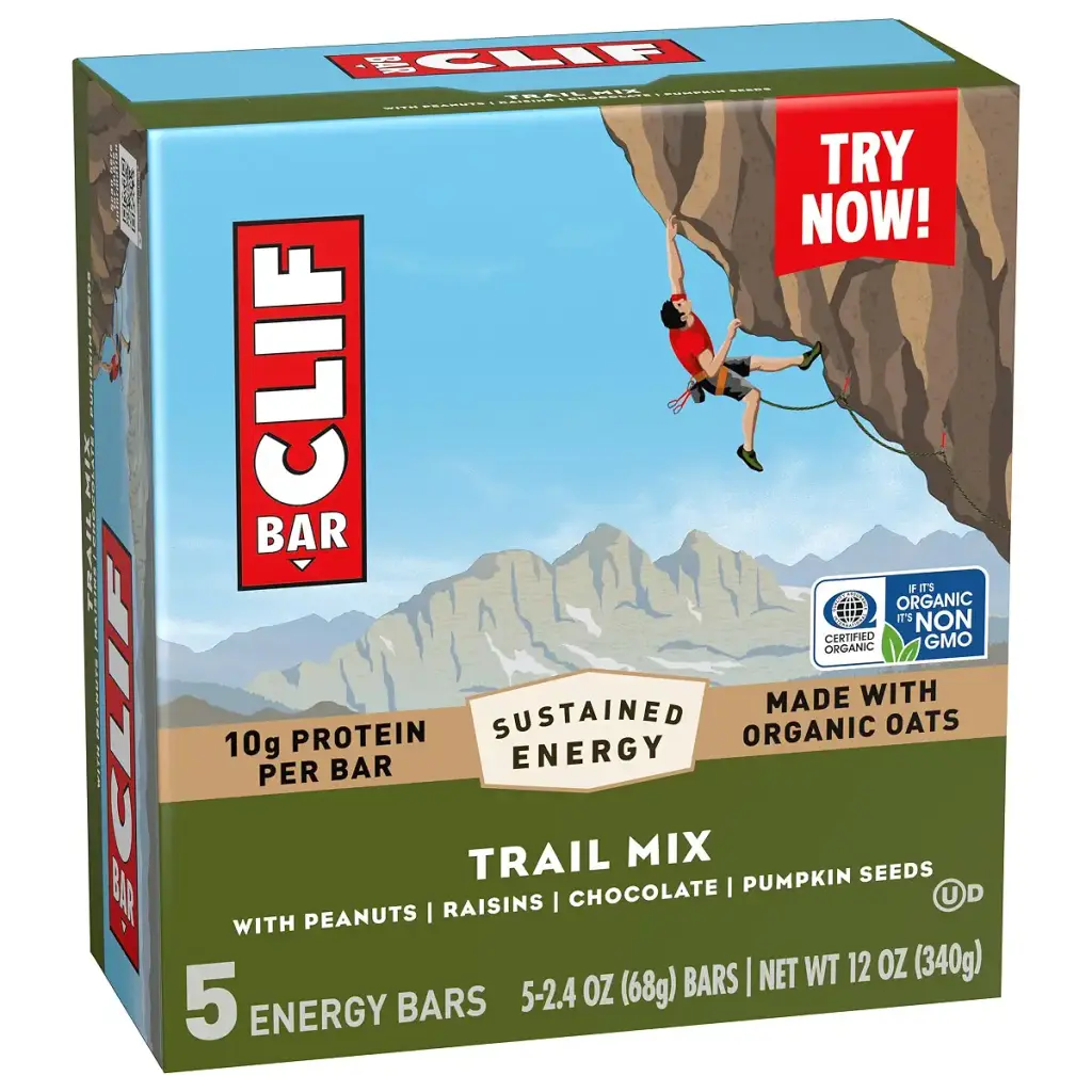 CLIF BAR - Energy Protein Bars - Trail Mix - Made with Organic Oats - Energy Bars — pack of 5