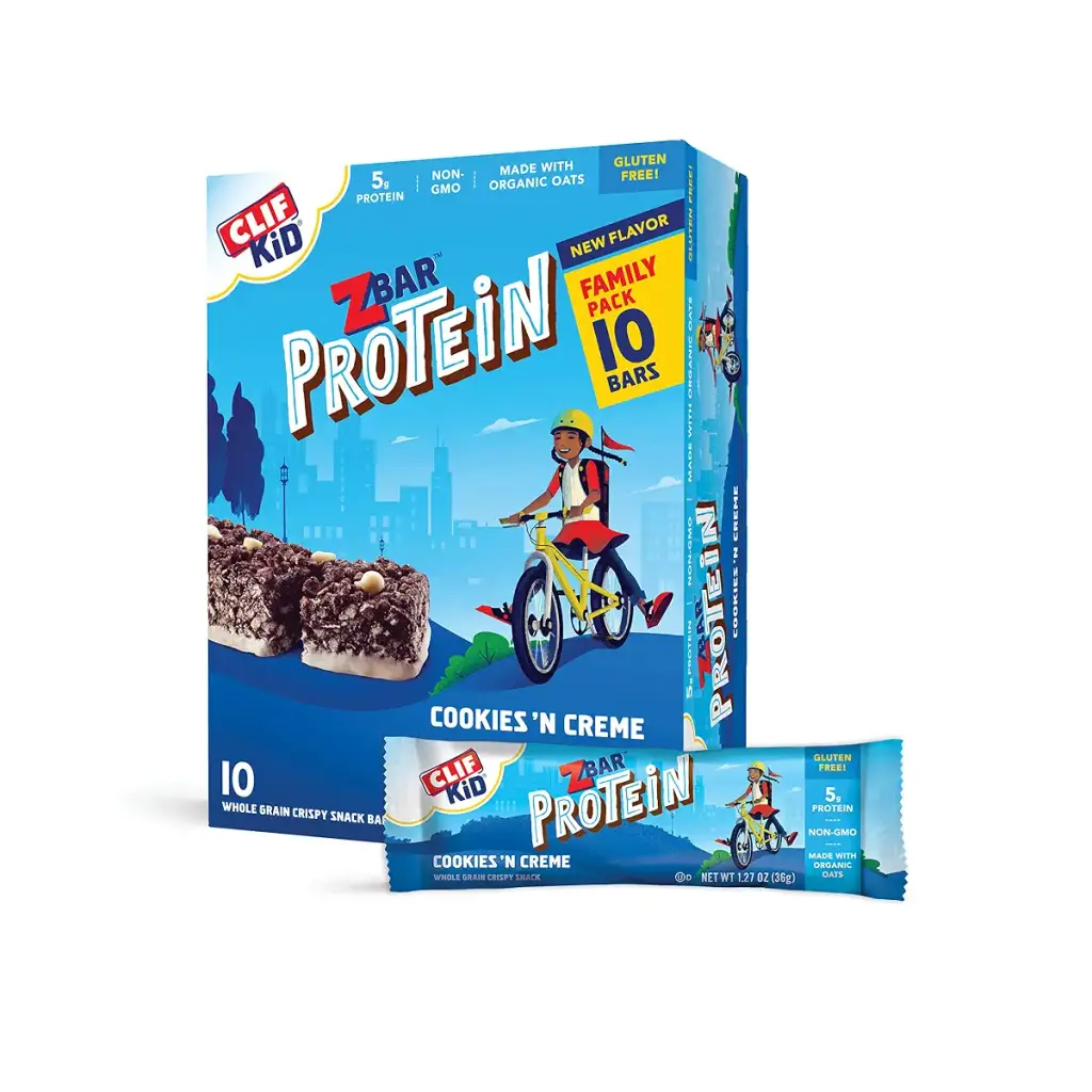 CLIF KID ZBAR - Protein Granola Bars - Cookies and Creme Flavor - Non-GMO - Organic -Lunch Box Snacks (1.27 Ounce Energy