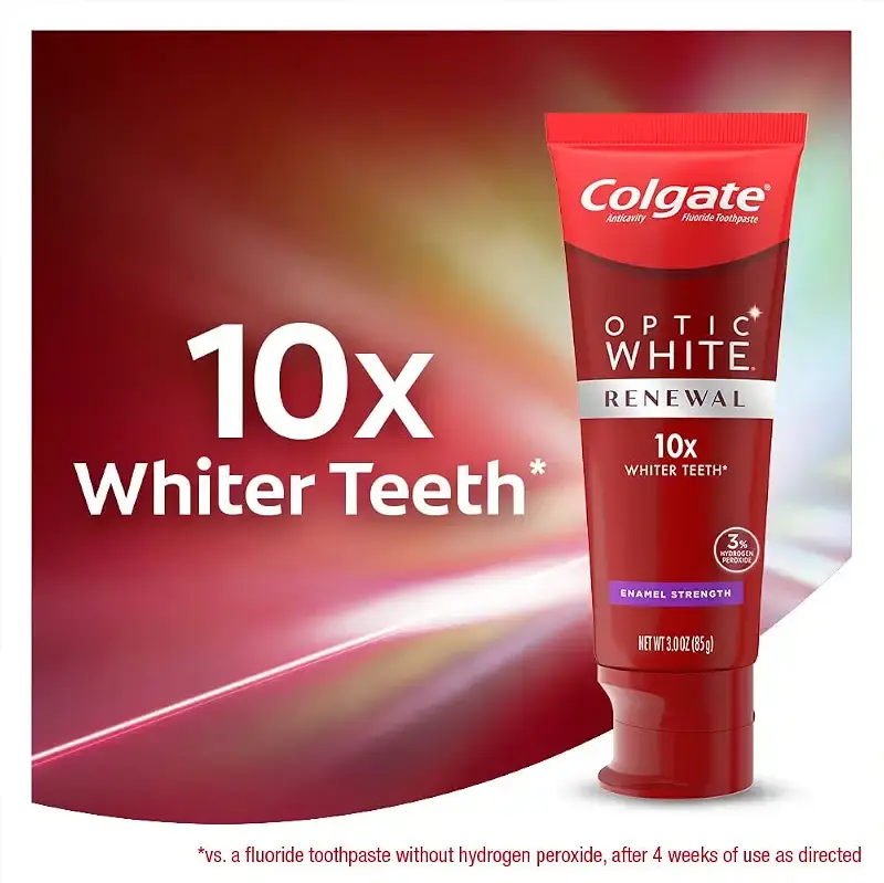 Colgate Optic Renewal Teeth Whitening Toothpaste with Fluoride Hydrogen Peroxide Enamel — 3 oz