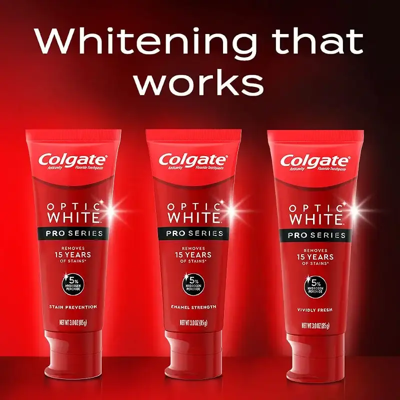 Colgate Optic White Pro Series Whitening Toothpaste with 5% Hydrogen Peroxide, Stain — 3 oz
