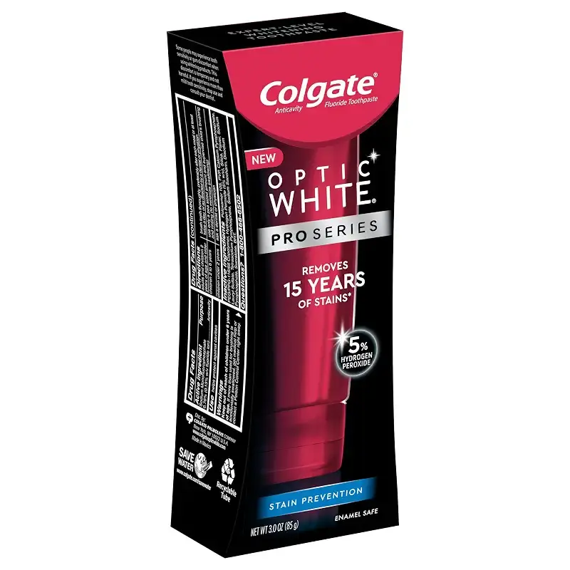 Colgate Optic White Pro Series Whitening Toothpaste with 5% Hydrogen Peroxide, Stain — 3 oz