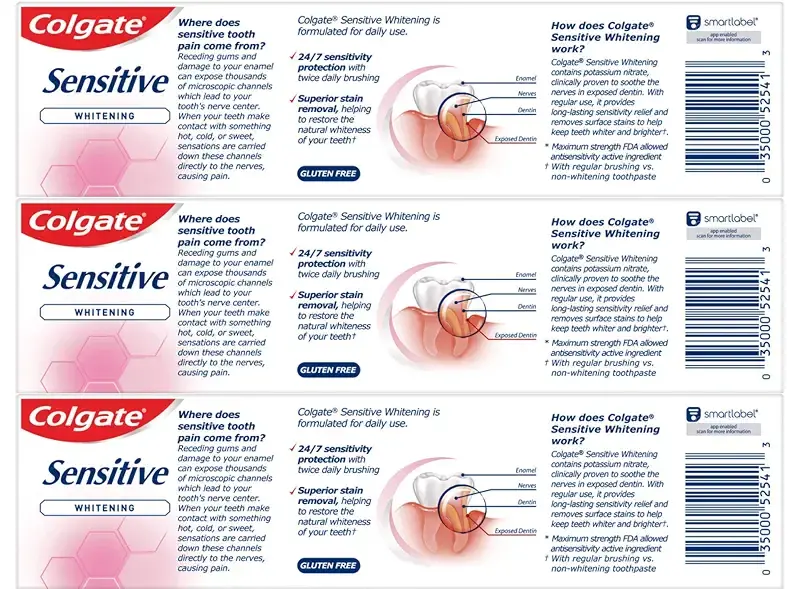 Colgate Whitening Toothpaste for Sensitive Teeth, Enamel Repair and Cavity Protection — 6 oz