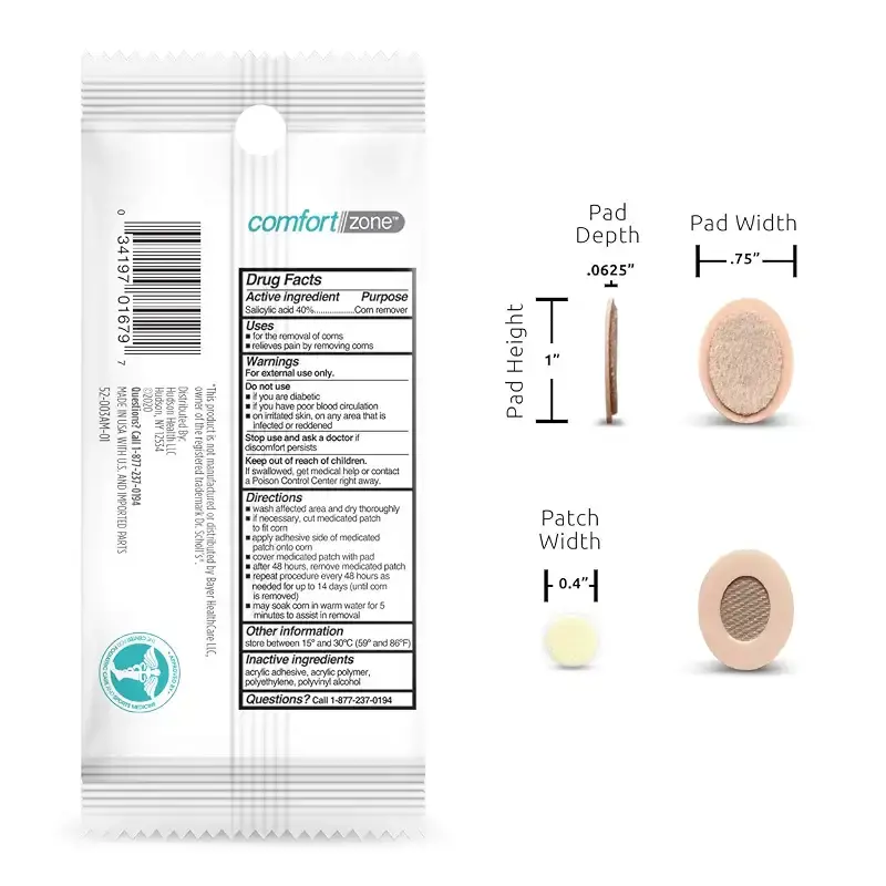 Comfort Zone Corn Removers Medicated Patches, Effective Corn Removal Pads with Salicylic — Body Support
