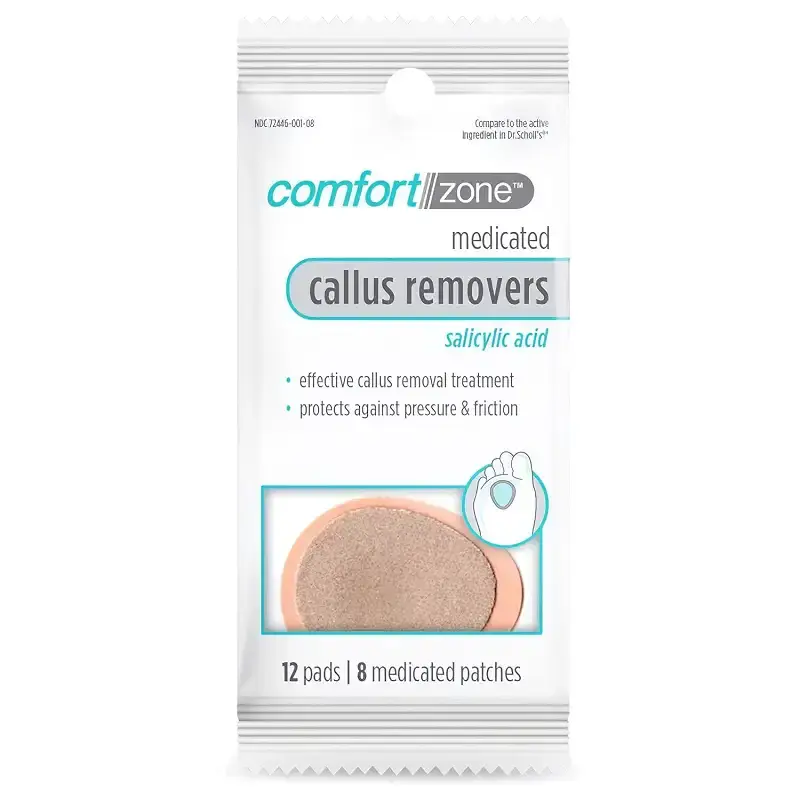 Comfort Zone Medicated Callus Removers, Effective Callus Removal Treatment with Salicylic Acid, 8 Medicated Patches and 12 Protective Pads