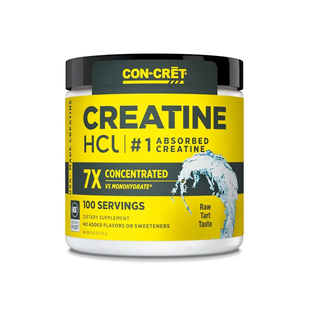 CON-CRET Creatine HCl Powder | Muscle Cognitive Cellular Energy Support | No Bloating or Cramps | USA Made & NSF Certified | Unflavored (100 Serving) Raw Unflavored 100 servings (Pack of 1)