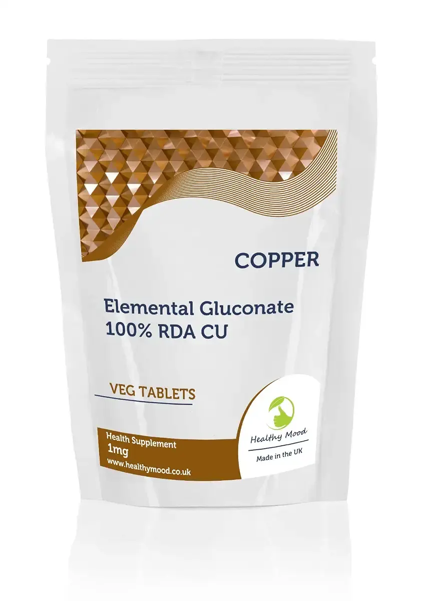 Copper 1mg x30 Tablets Pills UK Nutrition Elemental Gluconate CU 100% RDA