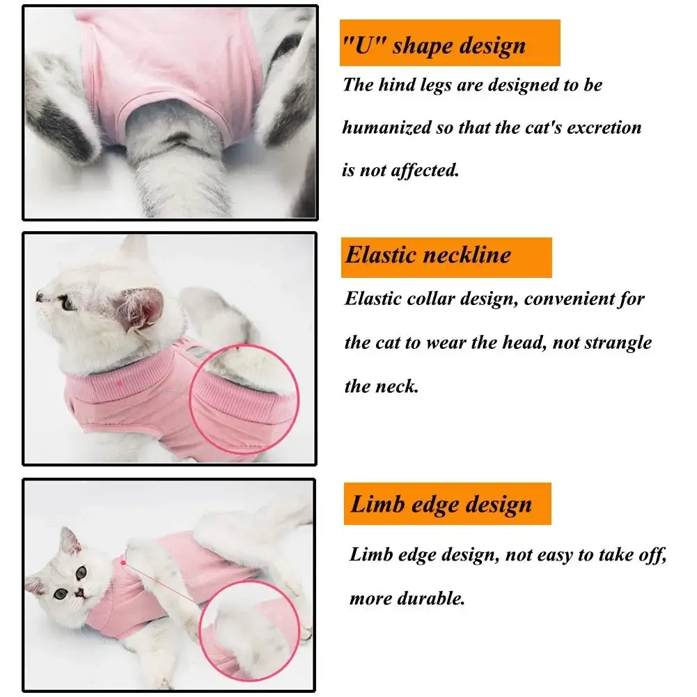 Coppthinktu Cat Recovery Suit for Abdominal Wounds or Skin Diseases, Breathable E-Collar — Pet