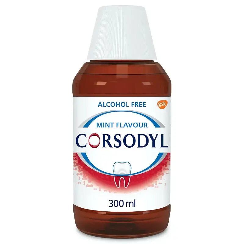 Corsodyl 0.2% Gum Disease & Bleeding Treatment Mouthwash Alcohol Free Mint Flavour 300 ml MOUTHWASH MINT 300ML