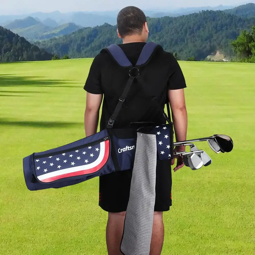 Craftsman Golf Star and Stripes Red White Blue Lightweight Easy Carry Shoulder Sunday Range Golf Bag