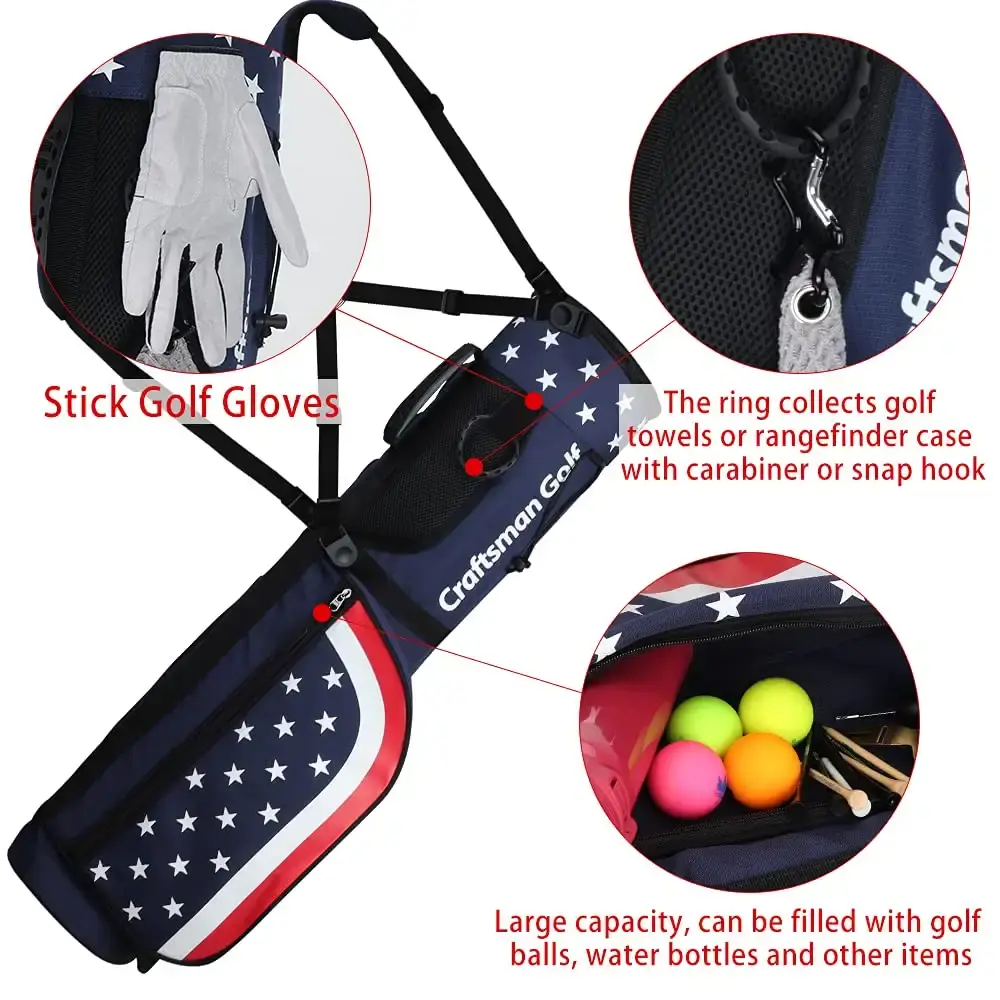 Craftsman Golf Star and Stripes Red White Blue Lightweight Easy Carry Shoulder Sunday — Golf