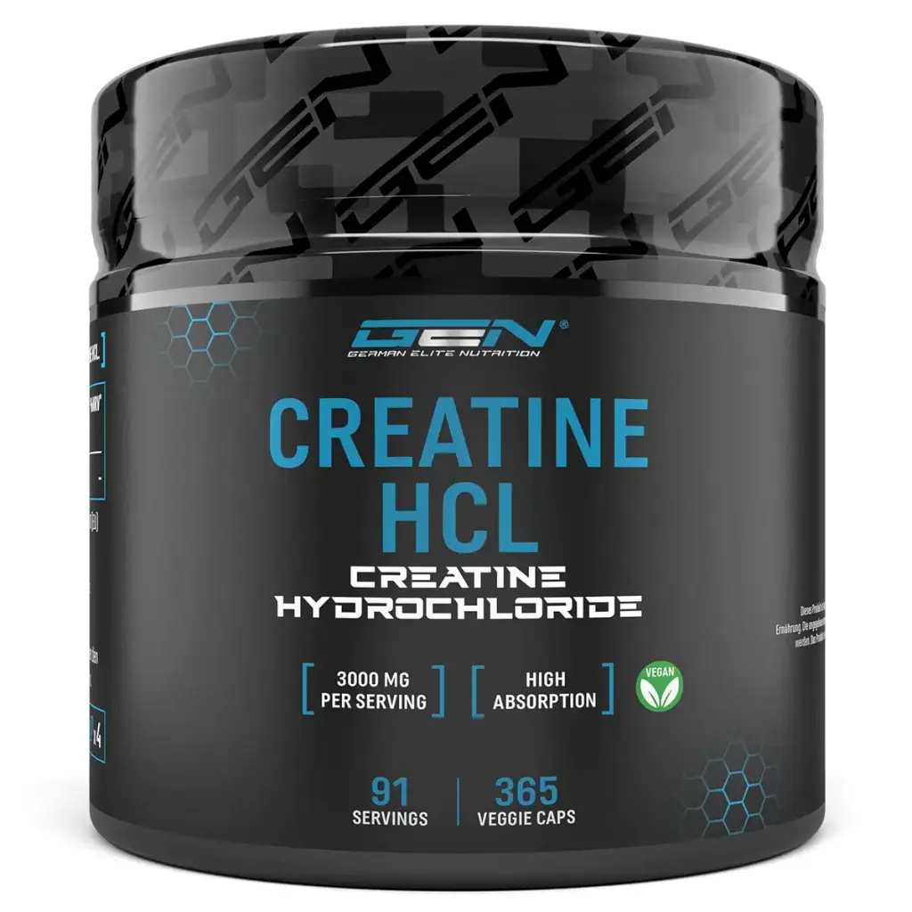 Creatine HCL - 365 Vegan Capsules - Highly Dosed to 3000 mg - Pure Creatine Hydrochloride - High Absorption - High