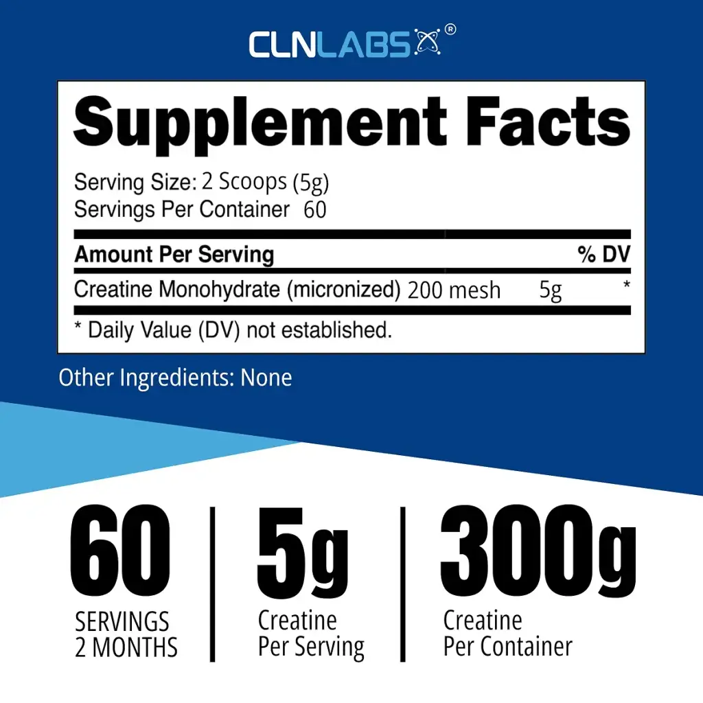 Creatine Monohydrate Powder - 300g (60 x 5g Servings) | 200 Mesh Fine Grade Powder Pure & — Powder