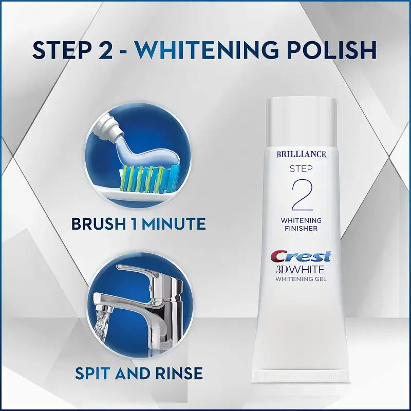 Crest 3D White Brilliance 2 Step Kit, Deep Clean Toothpaste (4oz) + Teeth Whitening Gel — Topical