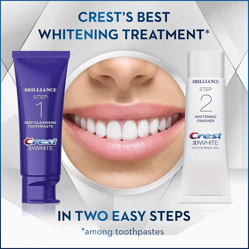 Crest 3D White Brilliance 2 Step Kit, Deep Clean Toothpaste (4oz) + Teeth Whitening Gel — Oral Care