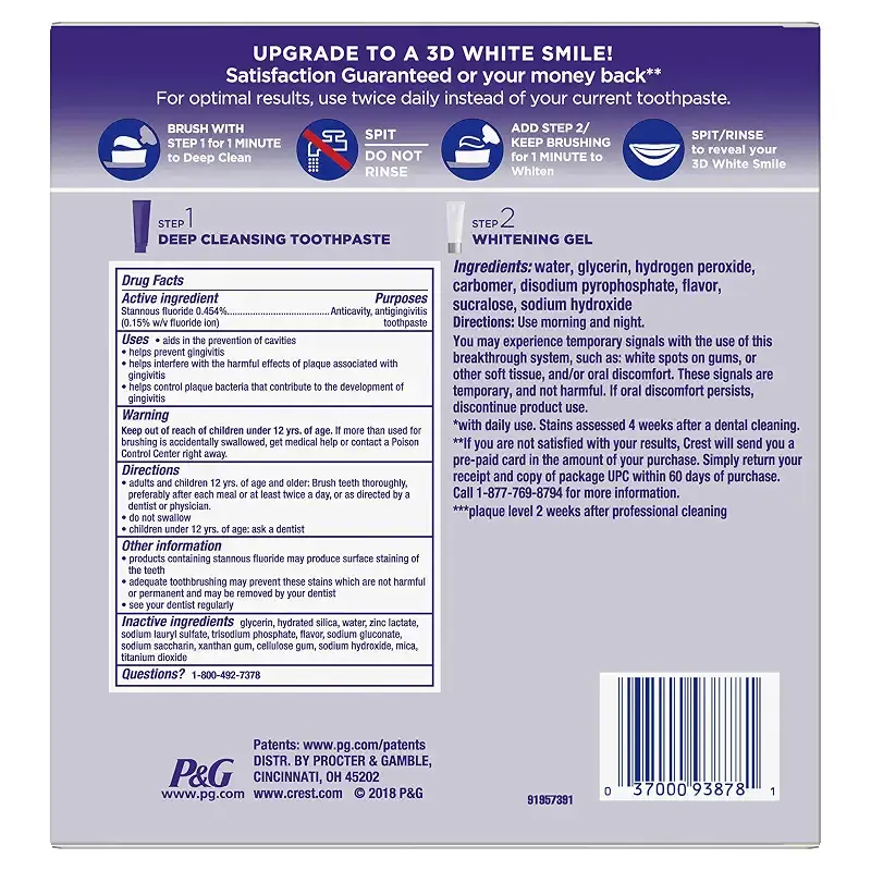 Crest 3D White Brilliance 2 Step Kit, Deep Clean Toothpaste (4oz) + Teeth Whitening Gel — Topical